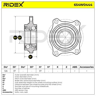 Radlager RIDEX 654W0444 654W0444 - foto 5