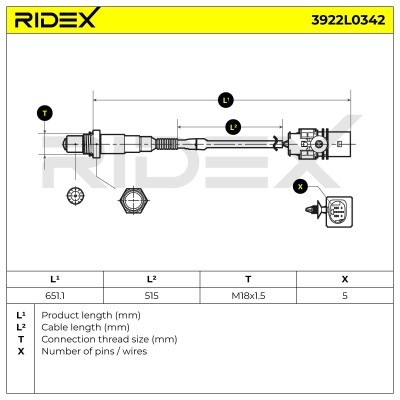 Lambdasonde RIDEX 3922L0342 3922L0342 - foto 5