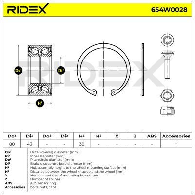 Radlager RIDEX 654W0028 654W0028 - foto 3