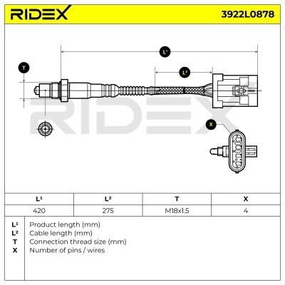 Lambdasonde RIDEX 3922L0878 3922L0878 - foto 7