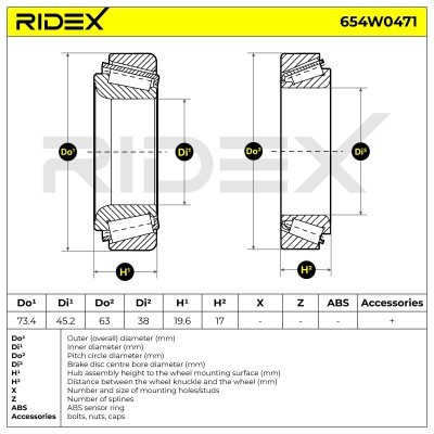 Radlager RIDEX 654W0471 654W0471 - foto 6