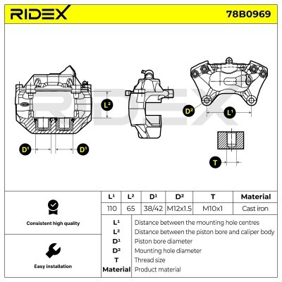 Bremssattel RIDEX 78B0969 78B0969 - foto 3