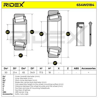 Radlager RIDEX 654W0184 654W0184 - foto 3
