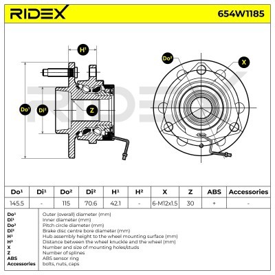 Radlager RIDEX 654W1185 654W1185 - foto 6