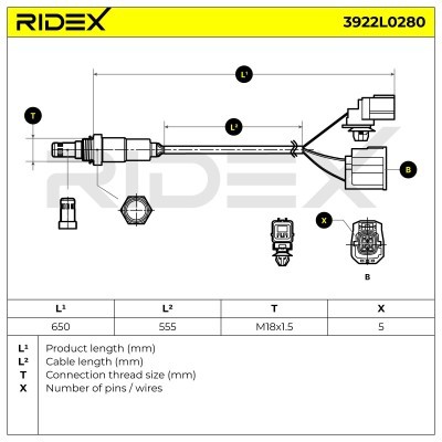 Lambdasonde RIDEX 3922L0280 3922L0280 - foto 6