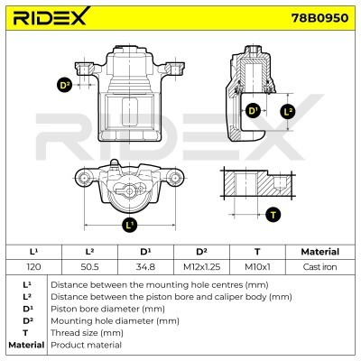 Bremssattel RIDEX 78B0950 78B0950 - foto 7