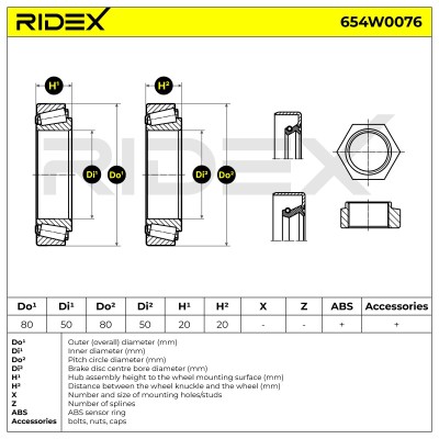 Radlager RIDEX 654W0076 654W0076 - foto 3