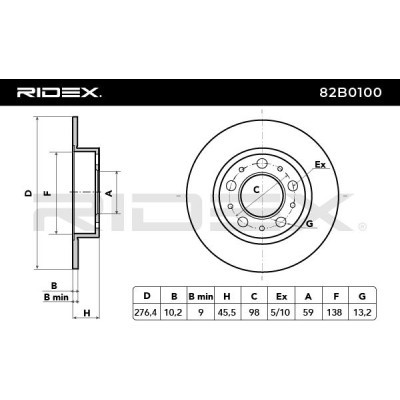 Bremsscheibe RIDEX 82B0100 82B0100 - foto 3