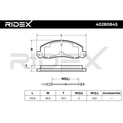 Bremsbeläge Satz RIDEX 402B0845 402B0845 - foto 8