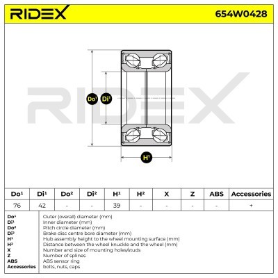 Radlager RIDEX 654W0428 654W0428 - foto 3