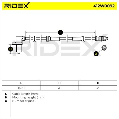 ABS Sensor RIDEX 412W0092 412W0092 - foto 3