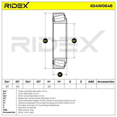 Radlager RIDEX 654W0648 654W0648 - foto 5