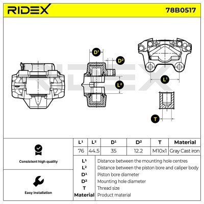Bremssattel RIDEX 78B0517 78B0517 - foto 6