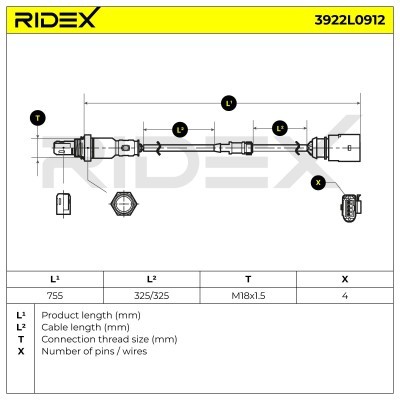 Lambdasonde RIDEX 3922L0912 3922L0912 - foto 6