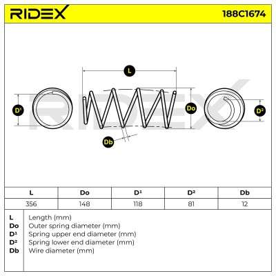 Fahrwerksfeder RIDEX 188C1674 188C1674 - foto 4