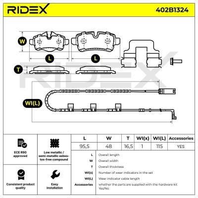 Bremsbeläge Satz RIDEX 402B1338 402B1338 - foto 7