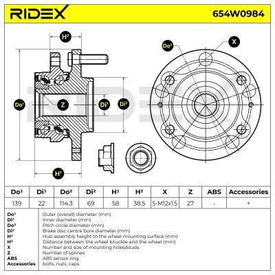 Radlager RIDEX 654W0984 654W0984 - foto 7