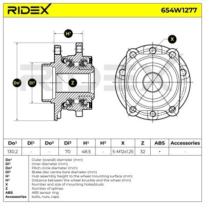 Radlager RIDEX 654W1277 654W1277 - foto 6