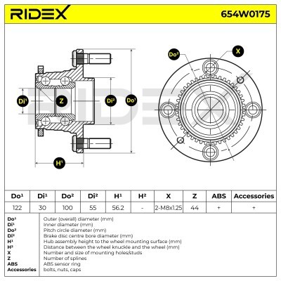 Radlager RIDEX 654W0175 654W0175 - foto 6