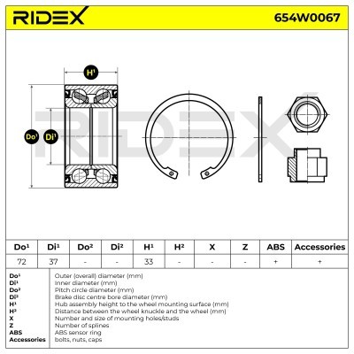 Radlager RIDEX 654W0067 654W0067 - foto 5