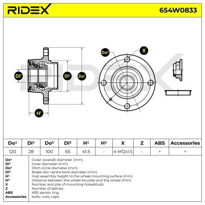 Radlager RIDEX 654W0833 654W0833 - foto 7