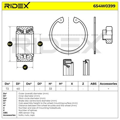 Radlager RIDEX 654W0399 654W0399 - foto 7