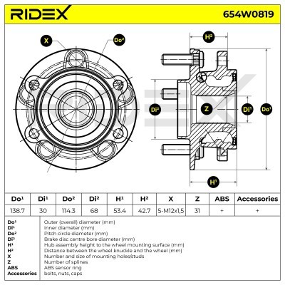 Radlager RIDEX 654W0819 654W0819 - foto 5
