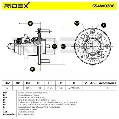 Radlager RIDEX 654W0286 654W0286 - foto 2