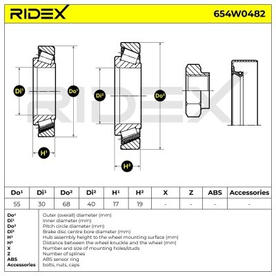 Radlager RIDEX 654W0482 654W0482 - foto 3