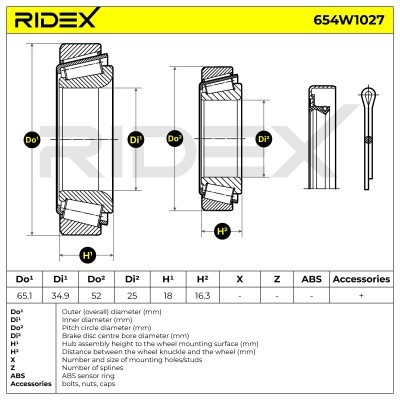 Radlager RIDEX 654W1027 654W1027 - foto 6