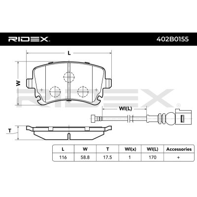 Bremsbeläge Satz RIDEX 402B0155 402B0155 - foto 3