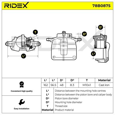 Bremssattel RIDEX 78B0875 78B0875 - foto 5