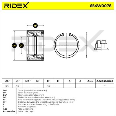 Radlager RIDEX 654W0078 654W0078 - foto 3