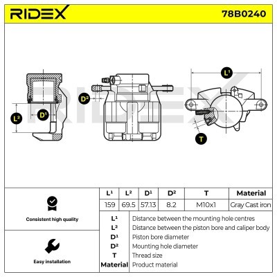 Bremssattel RIDEX 78B0240 78B0240 - foto 2