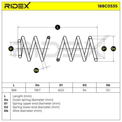Fahrwerksfeder RIDEX 188C0535 188C0535 - foto 5