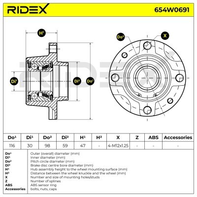 Radlager RIDEX 654W0691 654W0691 - foto 7