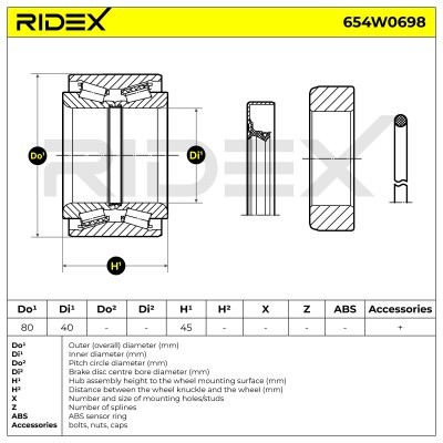 Radlager RIDEX 654W0698 654W0698 - foto 7