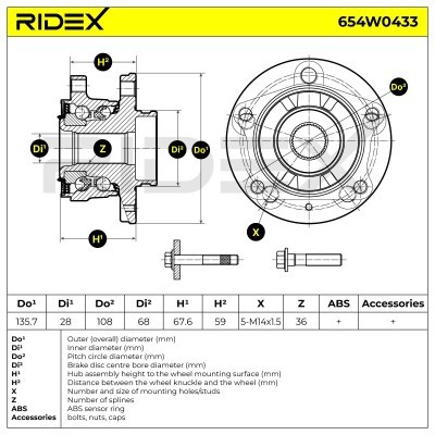 Radlager RIDEX 654W0433 654W0433 - foto 11