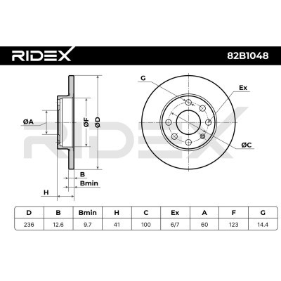 Bremsscheibe RIDEX 82B1048 82B1048 - foto 3
