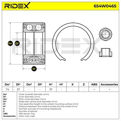 Radlager RIDEX 654W0465 654W0465 - foto 2