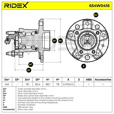 Radlager RIDEX 654W0416 654W0416 - foto 2