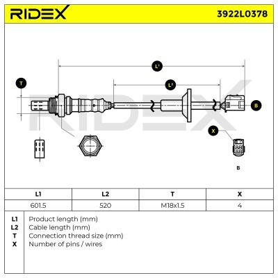 Lambdasonde RIDEX 3922L0378 3922L0378 - foto 6