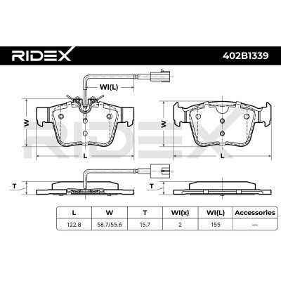 Bremsbeläge Satz RIDEX 402B1339 402B1339 - foto 7