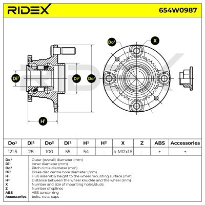 Radlager RIDEX 654W0987 654W0987 - foto 6