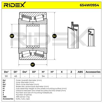 Radlager RIDEX 654W0954 654W0954 - foto 5