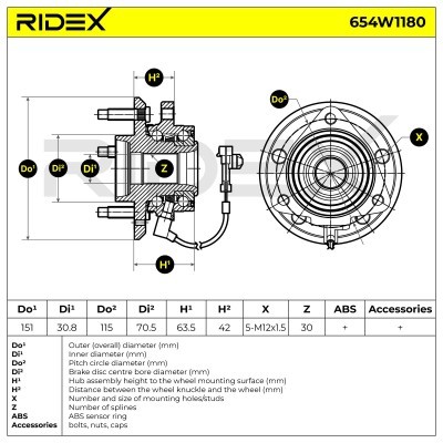 Radlager RIDEX 654W1180 654W1180 - foto 6