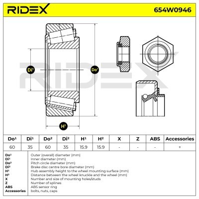 Radlager RIDEX 654W0946 654W0946 - foto 5