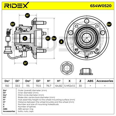 Radlager RIDEX 654W0520 654W0520 - foto 3