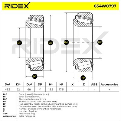 Radlager RIDEX 654W0797 654W0797 - foto 5