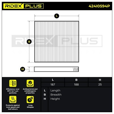 Filter, Innenraumluft RIDEX 424I0594P 424I0594P - foto 7